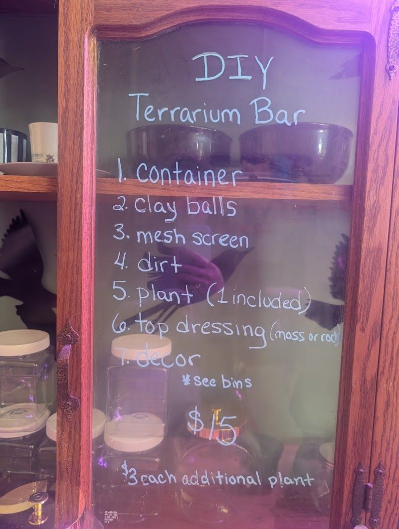 Chalkboard sign for the DIY terrarium bar at The Magpies' Nest